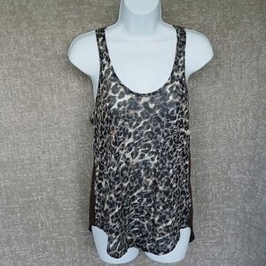 EXPRESS Sheer Leopard Print Front Tank Top Sleeveless Blouse Medium